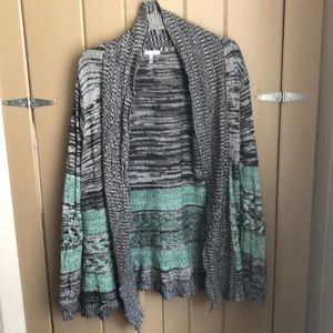 Gray and aqua Cardigan